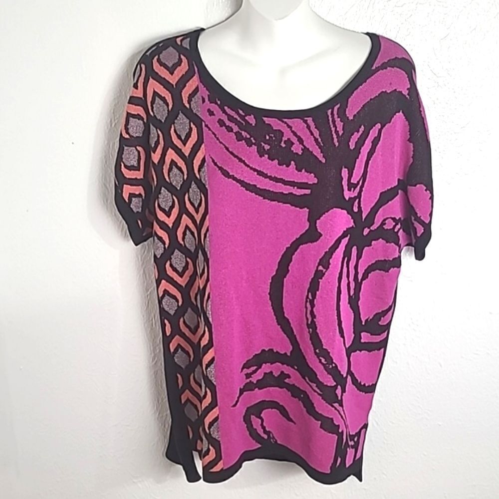 Worthington Aysemetrical Pullover Sweater, Short Sleeve, Size LT, Large/Tall